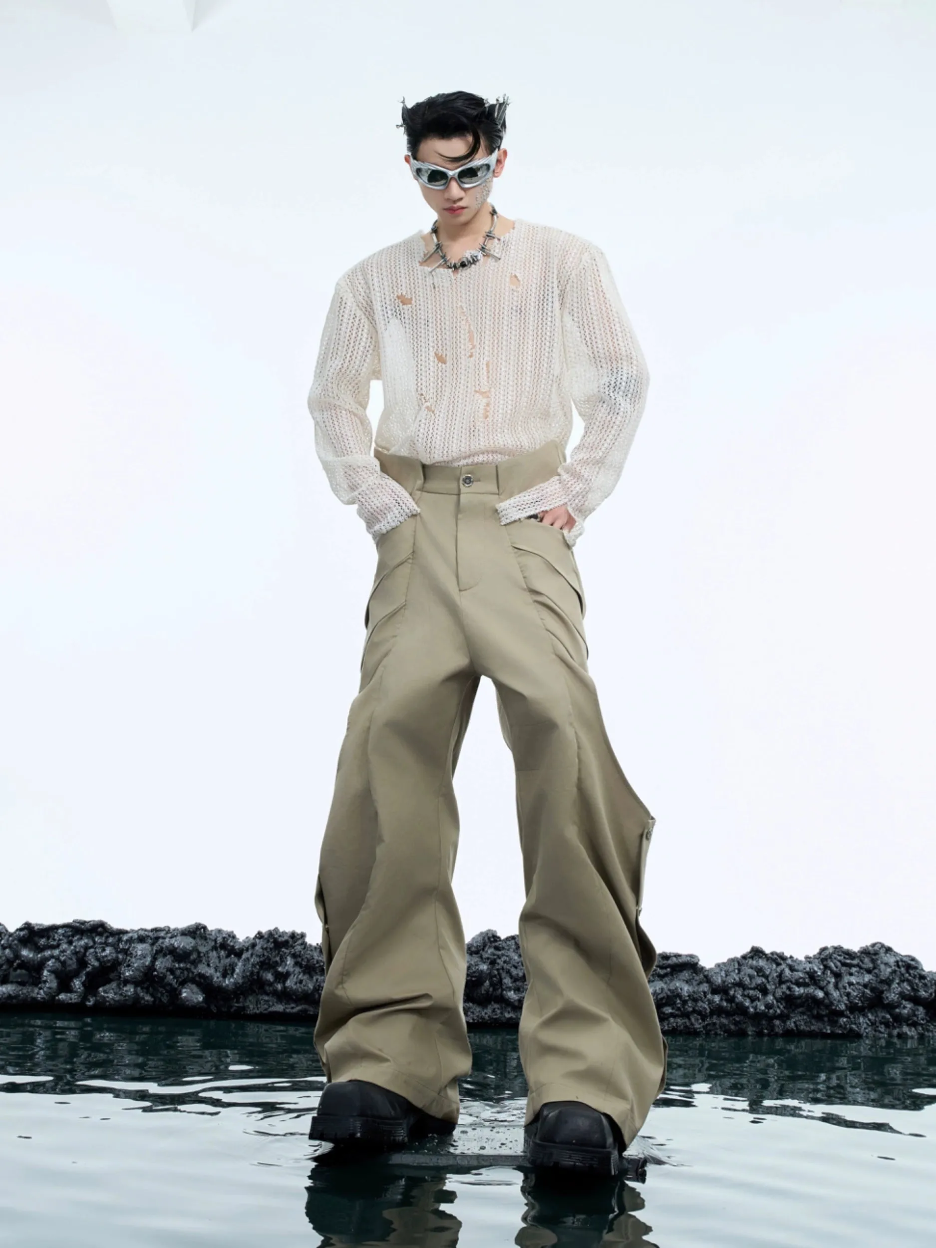 【24s Dec.】Shaped Niche Structure Pleated Loose Casual Pants