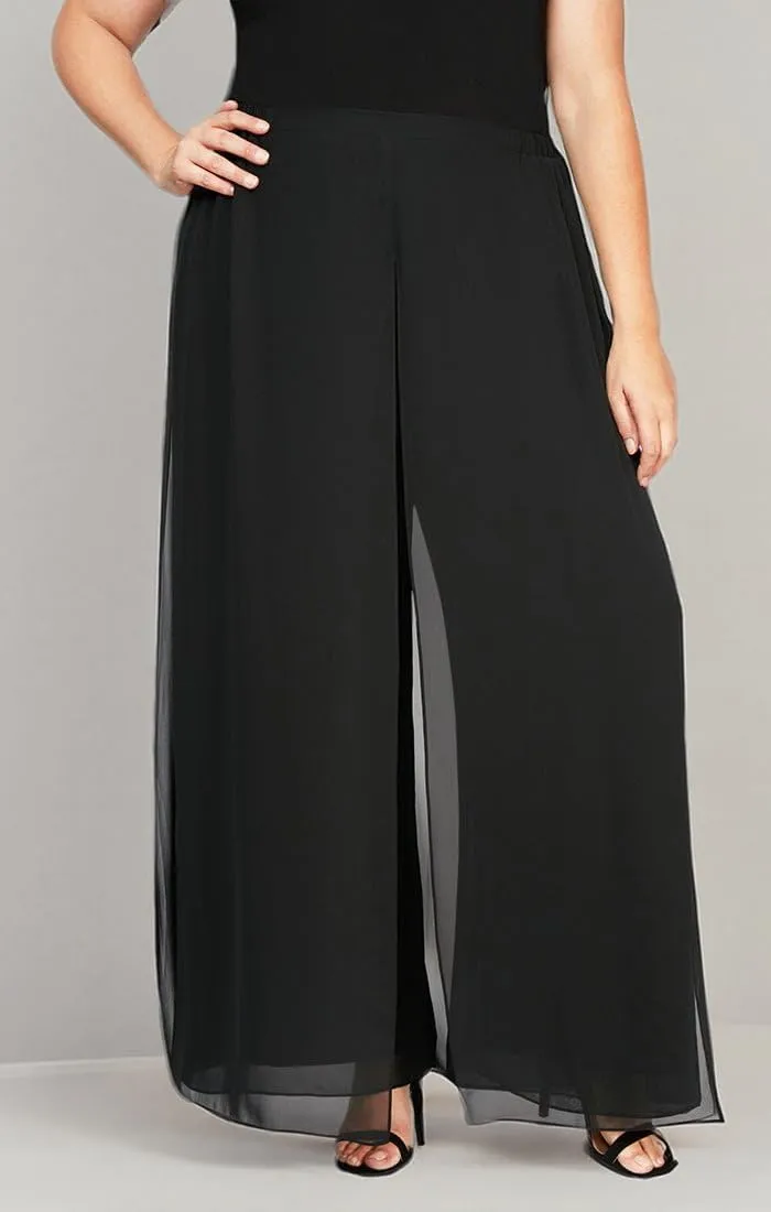 Alex Evenings Women's Wide Leg Chiffon Dress Pant for Mother of The Bride, Elegant Party Outfit (Plus Size)
