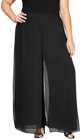 Alex Evenings Women's Wide Leg Chiffon Dress Pant for Mother of The Bride, Elegant Party Outfit (Plus Size)