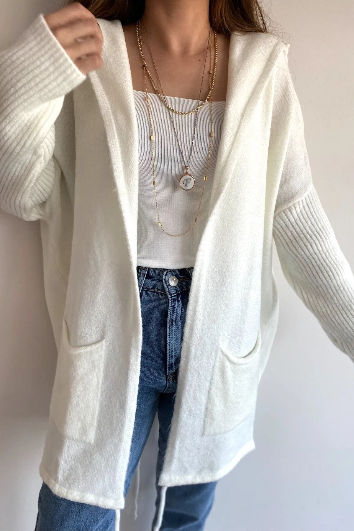 Bat Sleeve Double Pockets Hooded Loose Oversized Long Knitwear Cardigan, Autumn Wardrobe, Trendy Outerwear, Boho Knitwear,Casual Comfort 1