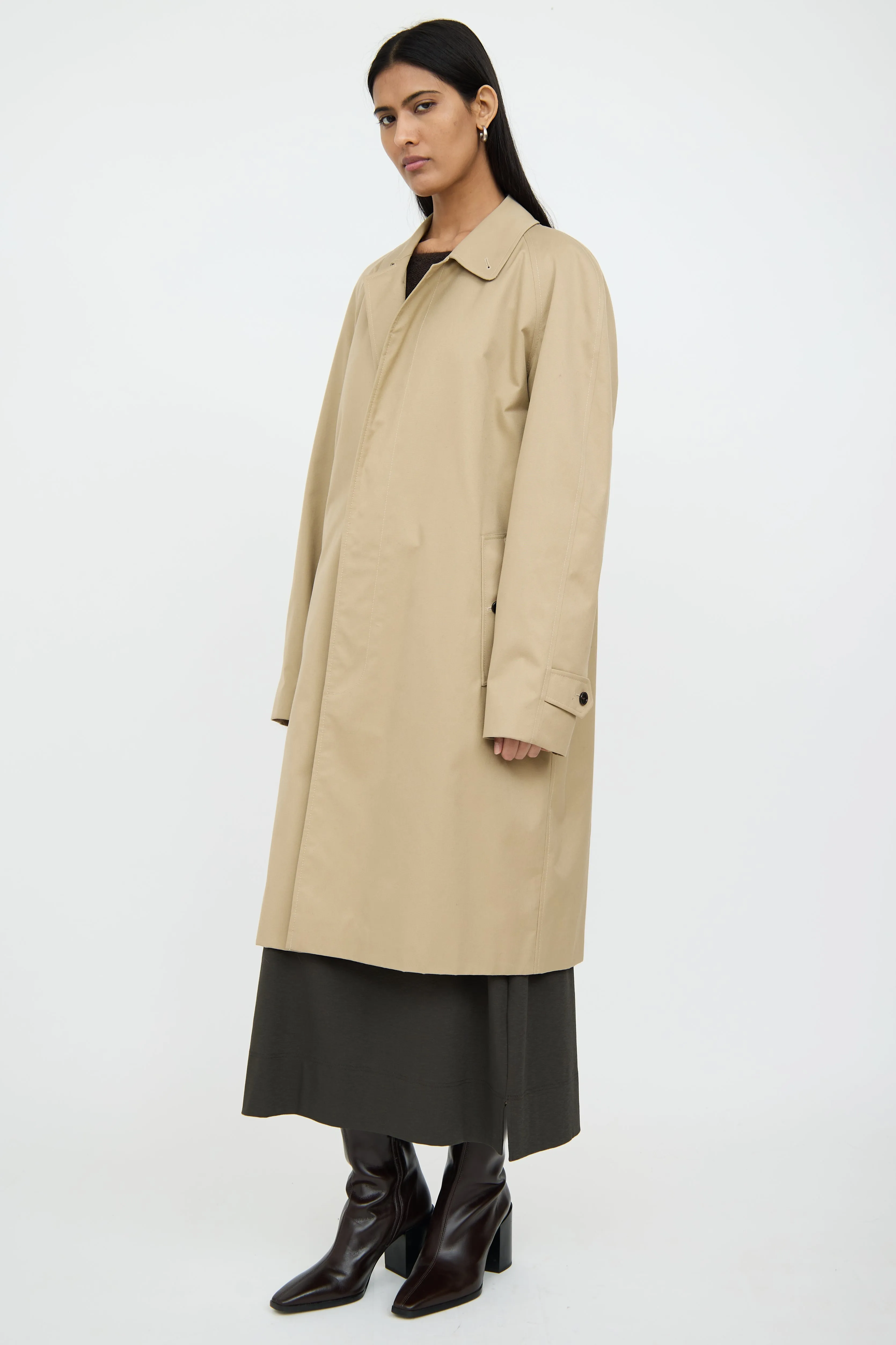 Beige Button Trench Coat