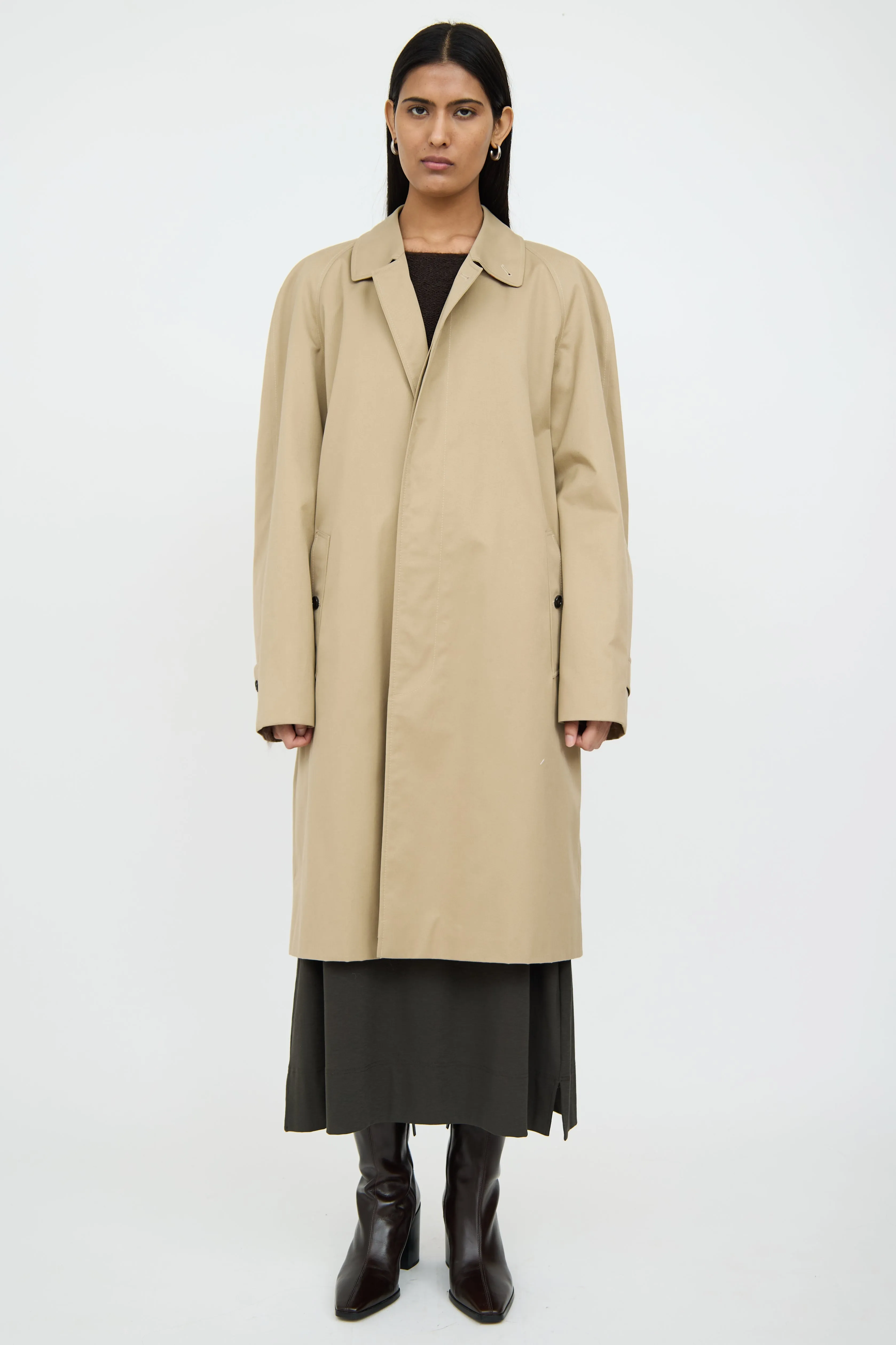 Beige Button Trench Coat