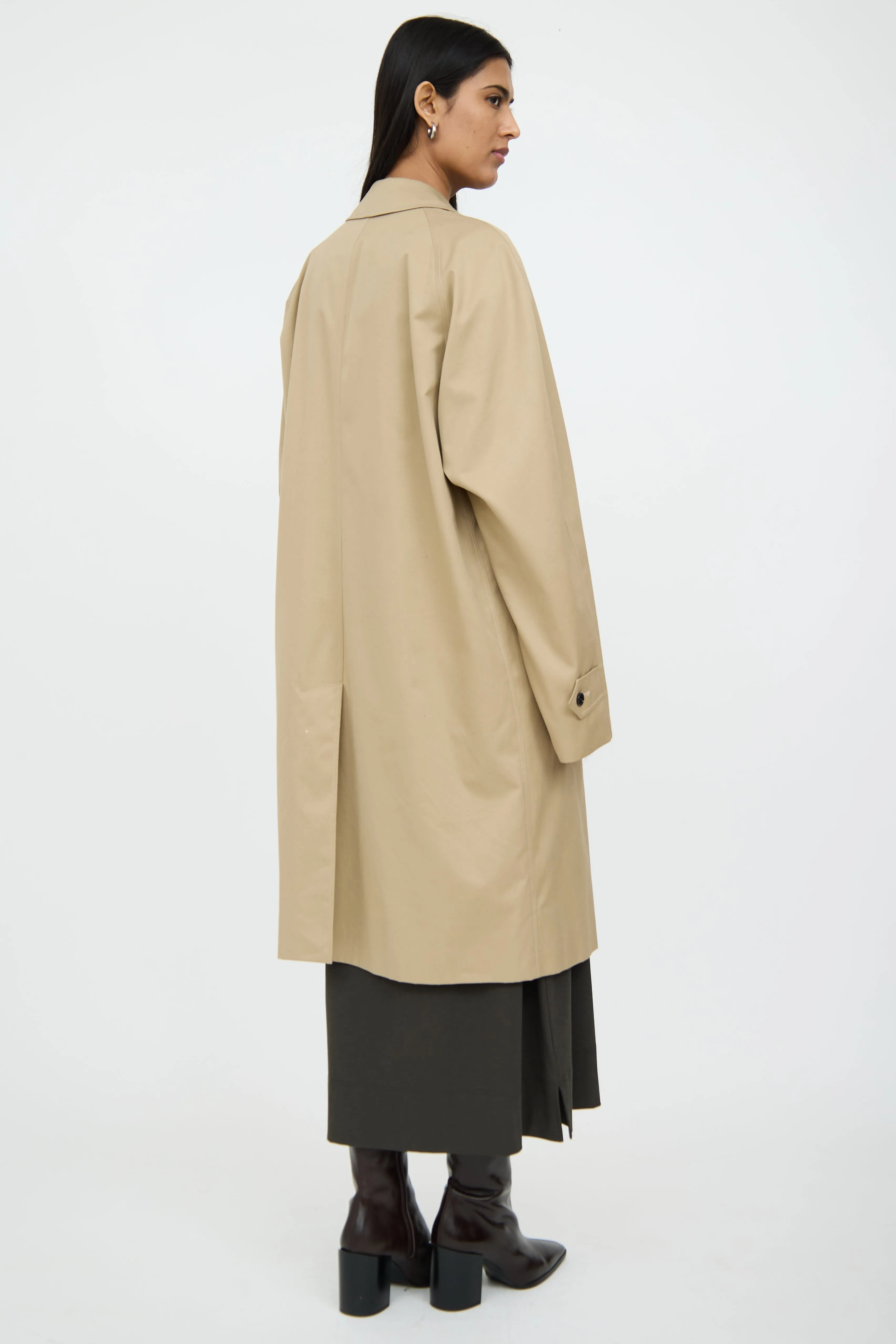 Beige Button Trench Coat