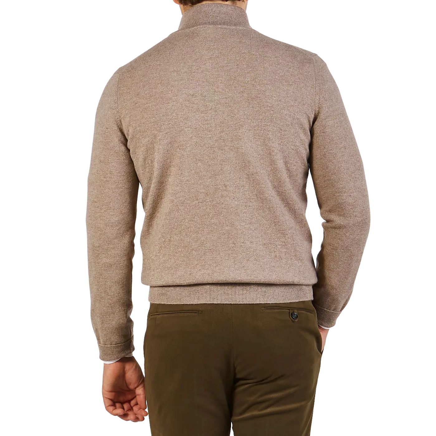 Beige Melange Cashmere 1/4 Zip Sweater