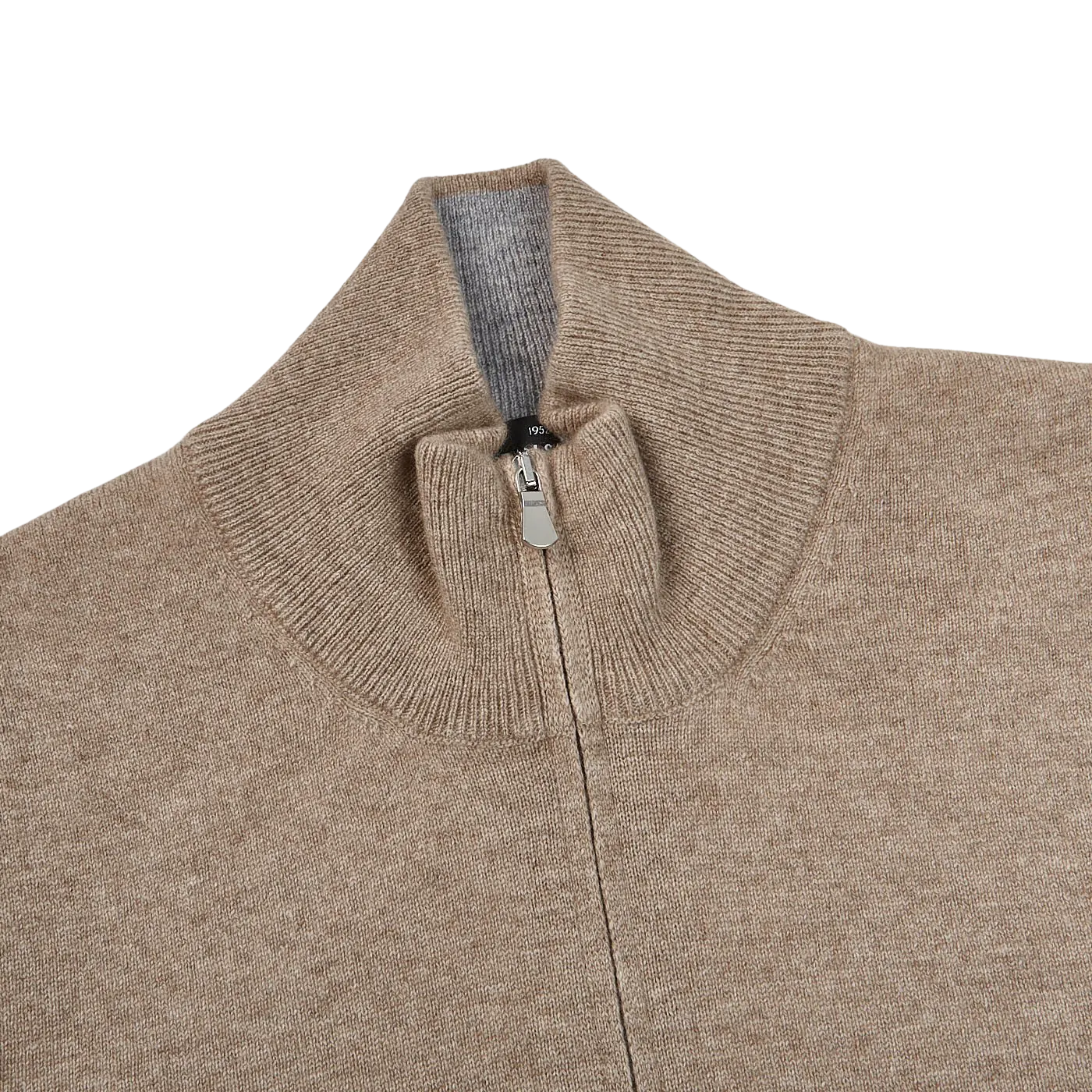 Beige Melange Cashmere 1/4 Zip Sweater
