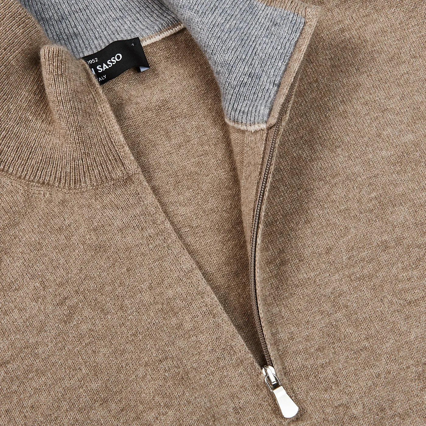 Beige Melange Cashmere 1/4 Zip Sweater