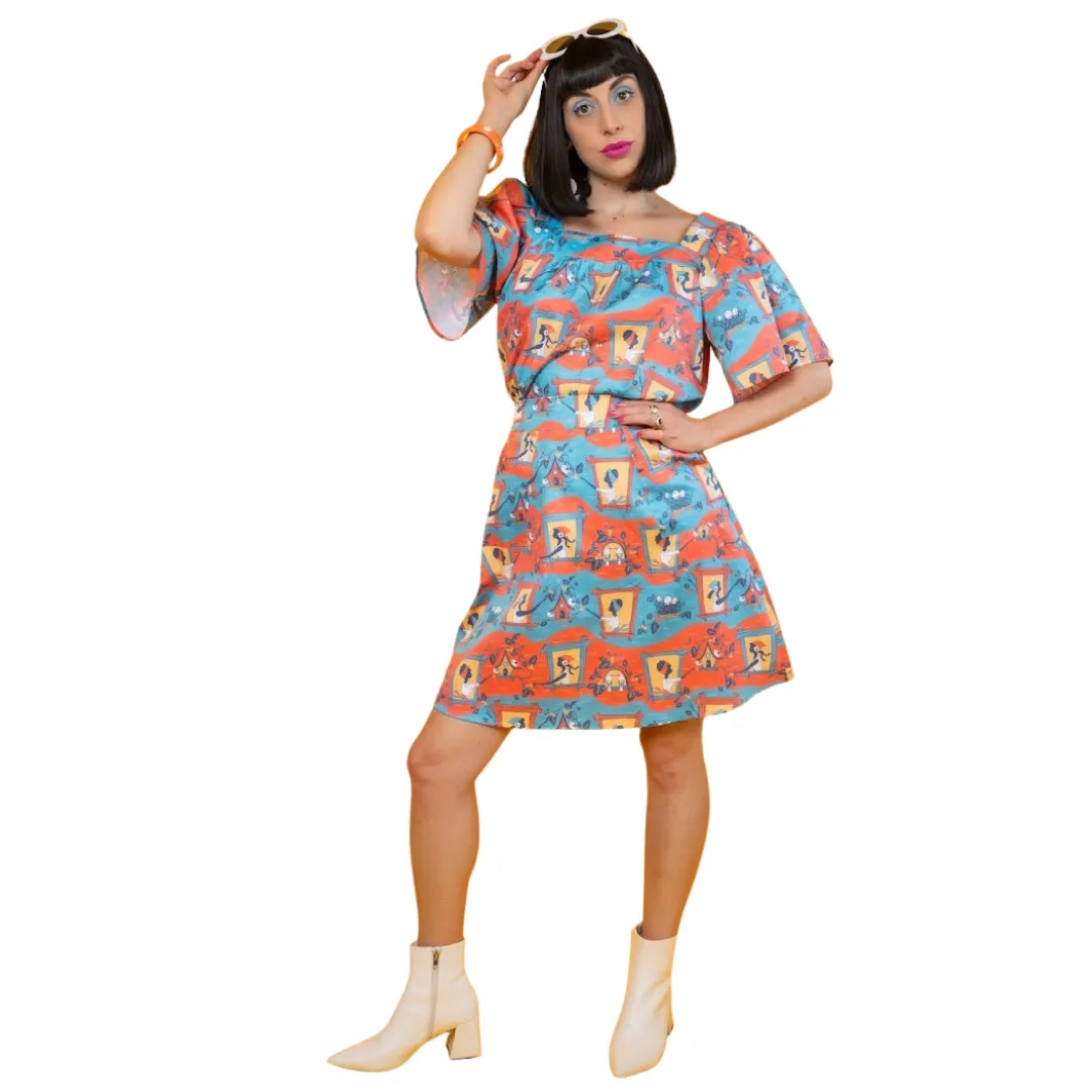 Brownstone Betties A-Line Skirt in Red and Blue