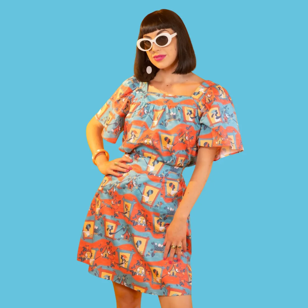 Brownstone Betties A-Line Skirt in Red and Blue