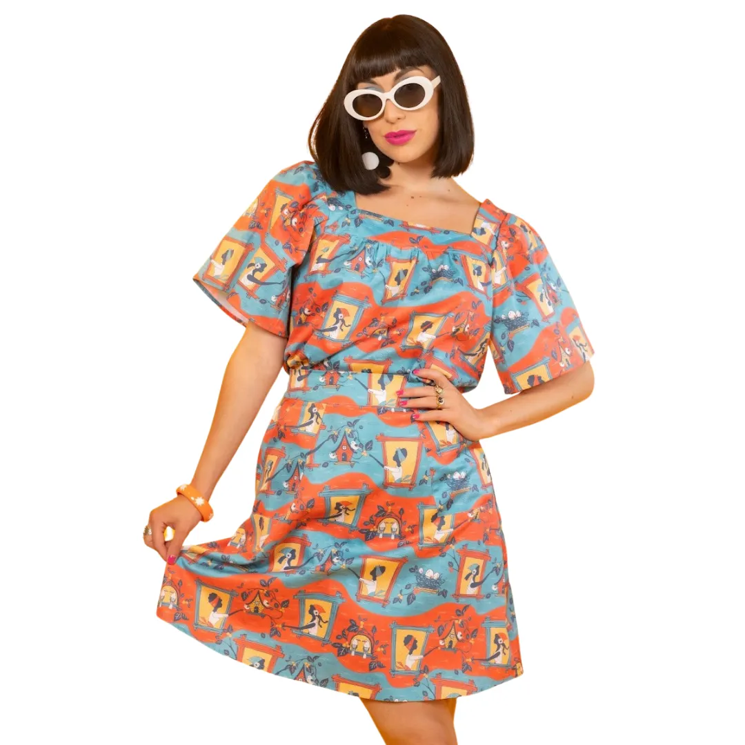 Brownstone Betties A-Line Skirt in Red and Blue