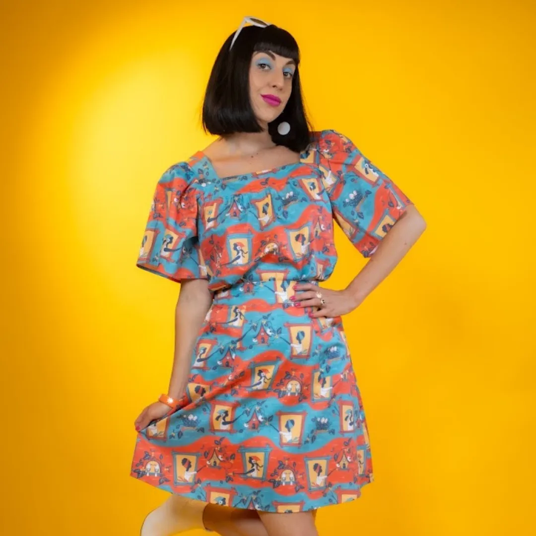 Brownstone Betties A-Line Skirt in Red and Blue