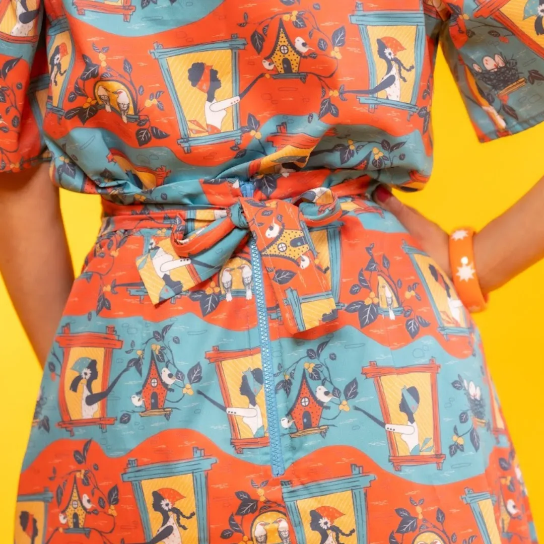 Brownstone Betties A-Line Skirt in Red and Blue