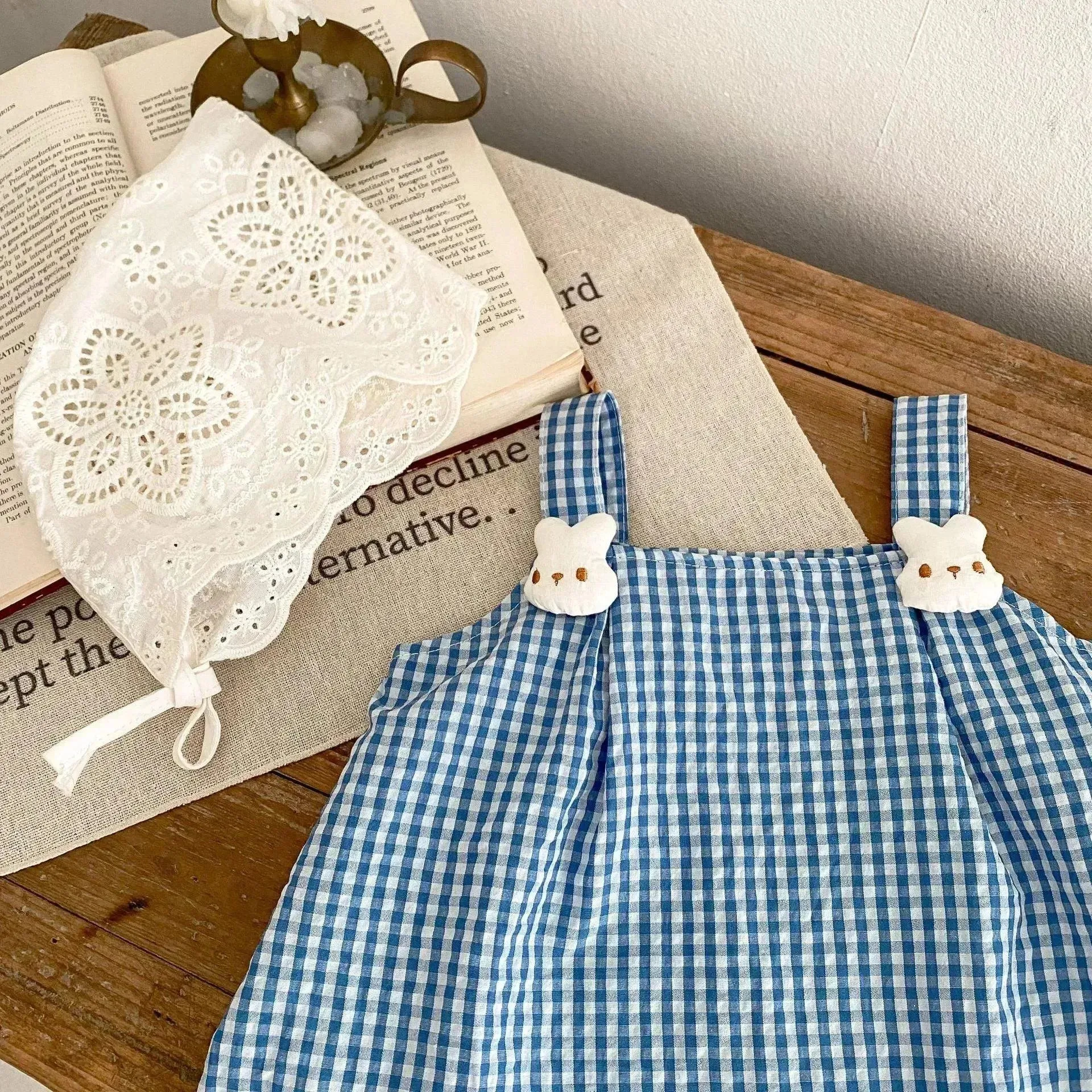 Cartoon Suspender Plaid A- Line Skirt