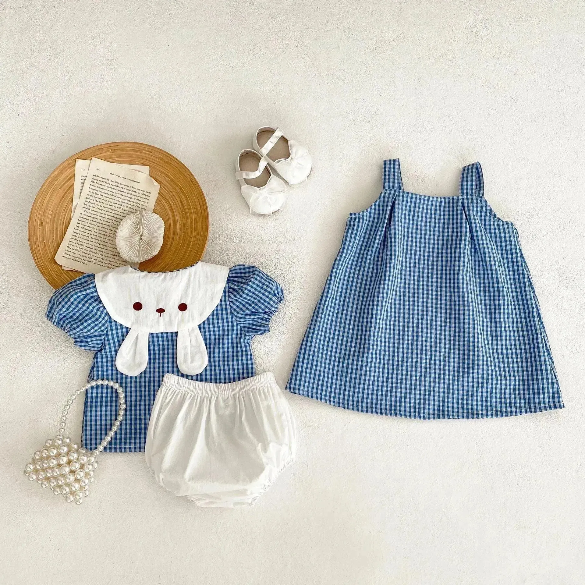 Cartoon Suspender Plaid A- Line Skirt