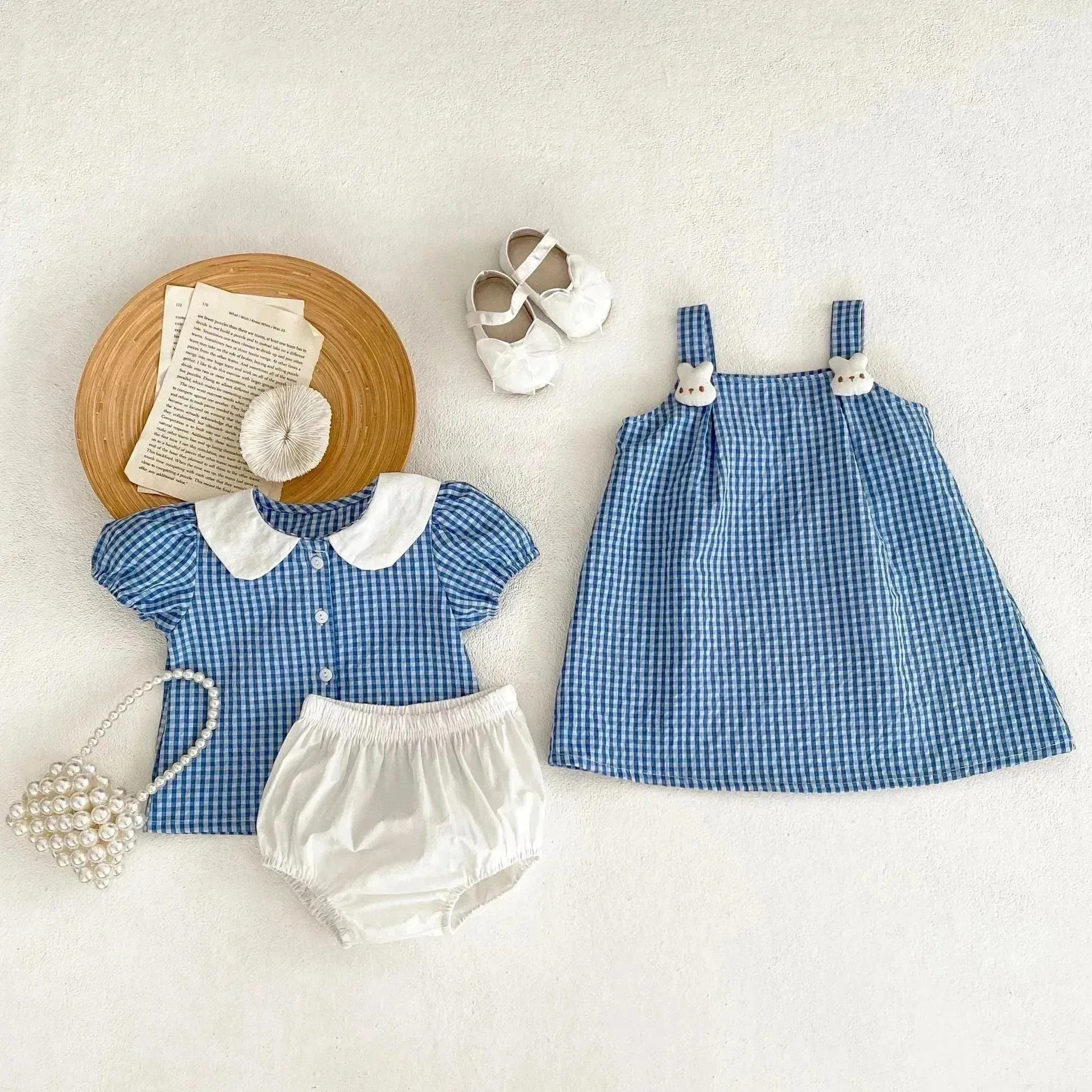 Cartoon Suspender Plaid A- Line Skirt