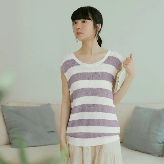 Casual Cooling Colorblock Knit Sleeveless Vest Top