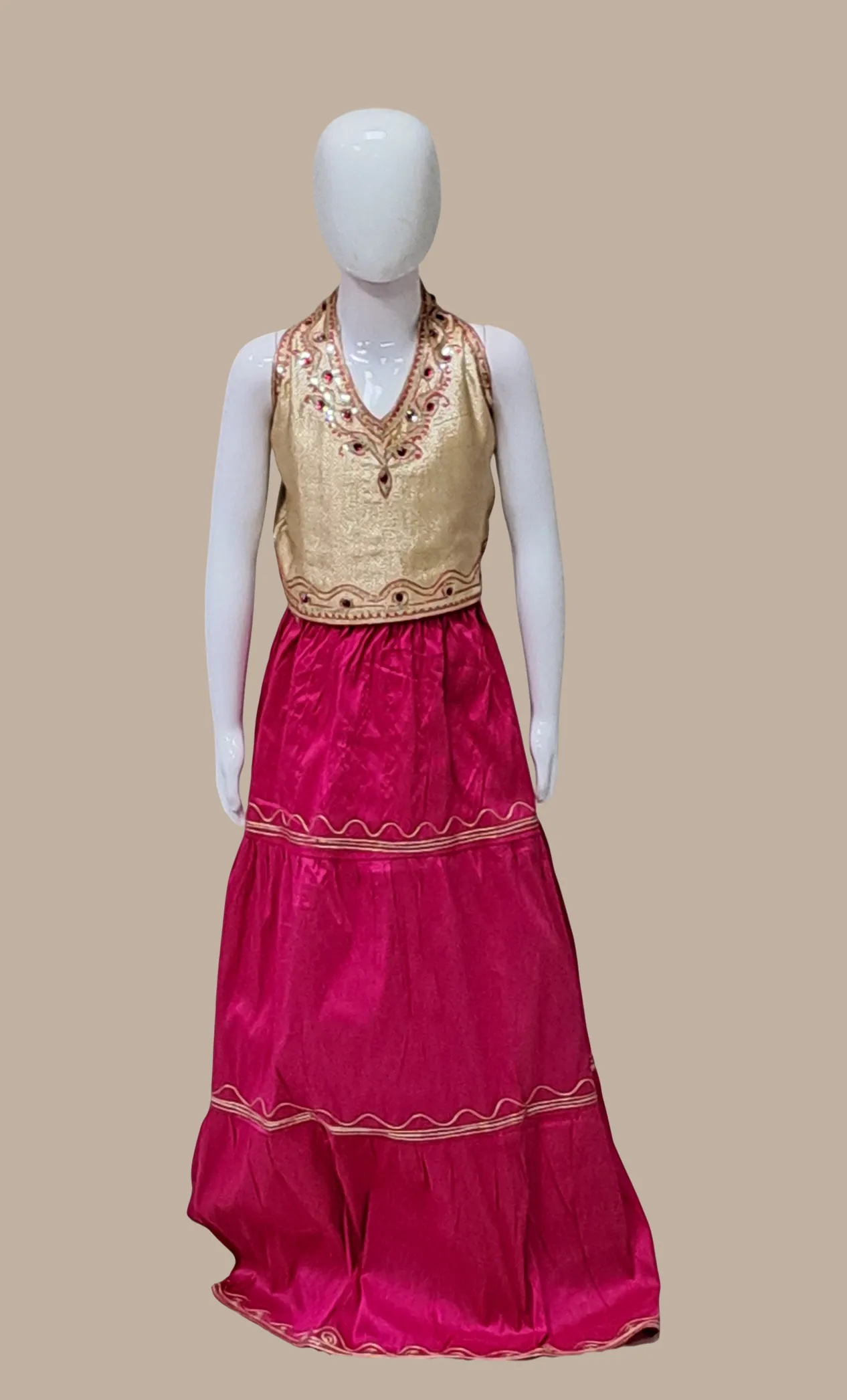 Cerise Embroidered Chania Choli