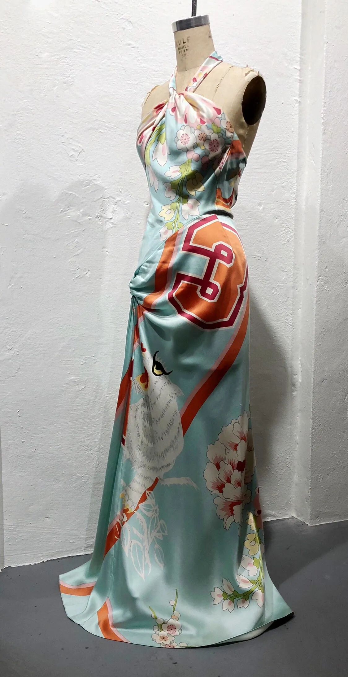 Christian Dior Boutique 2003 Asian print silk gown