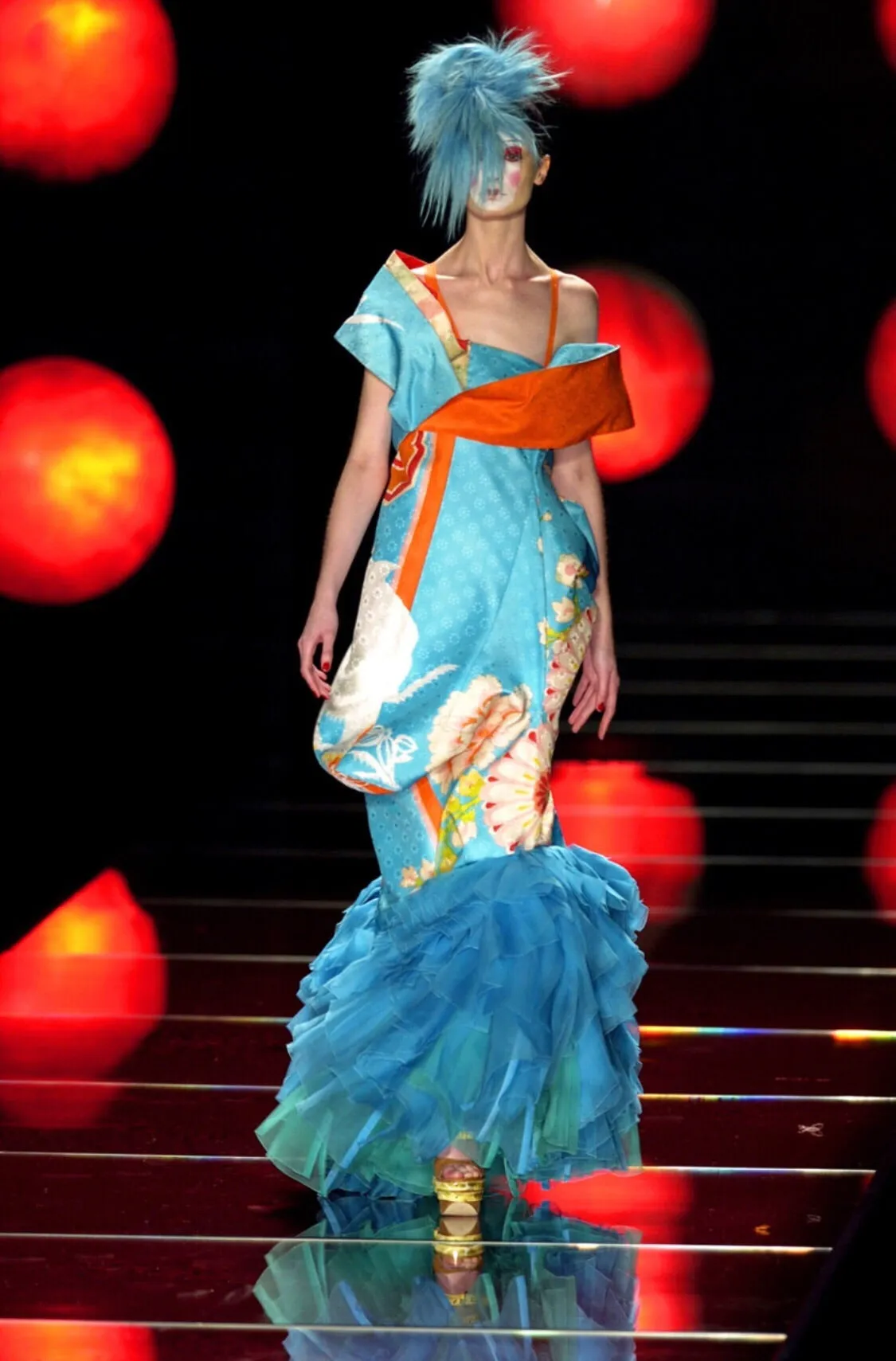 Christian Dior Boutique 2003 Asian print silk gown