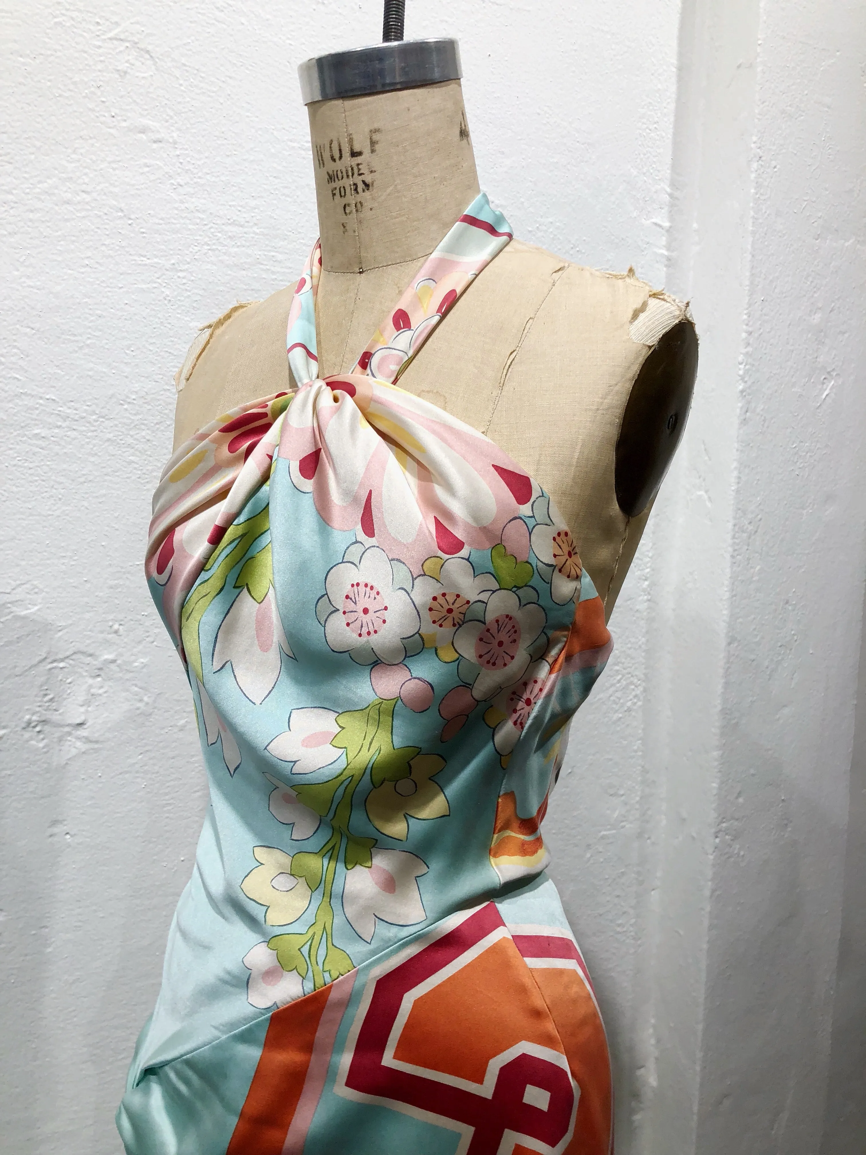 Christian Dior Boutique 2003 Asian print silk gown