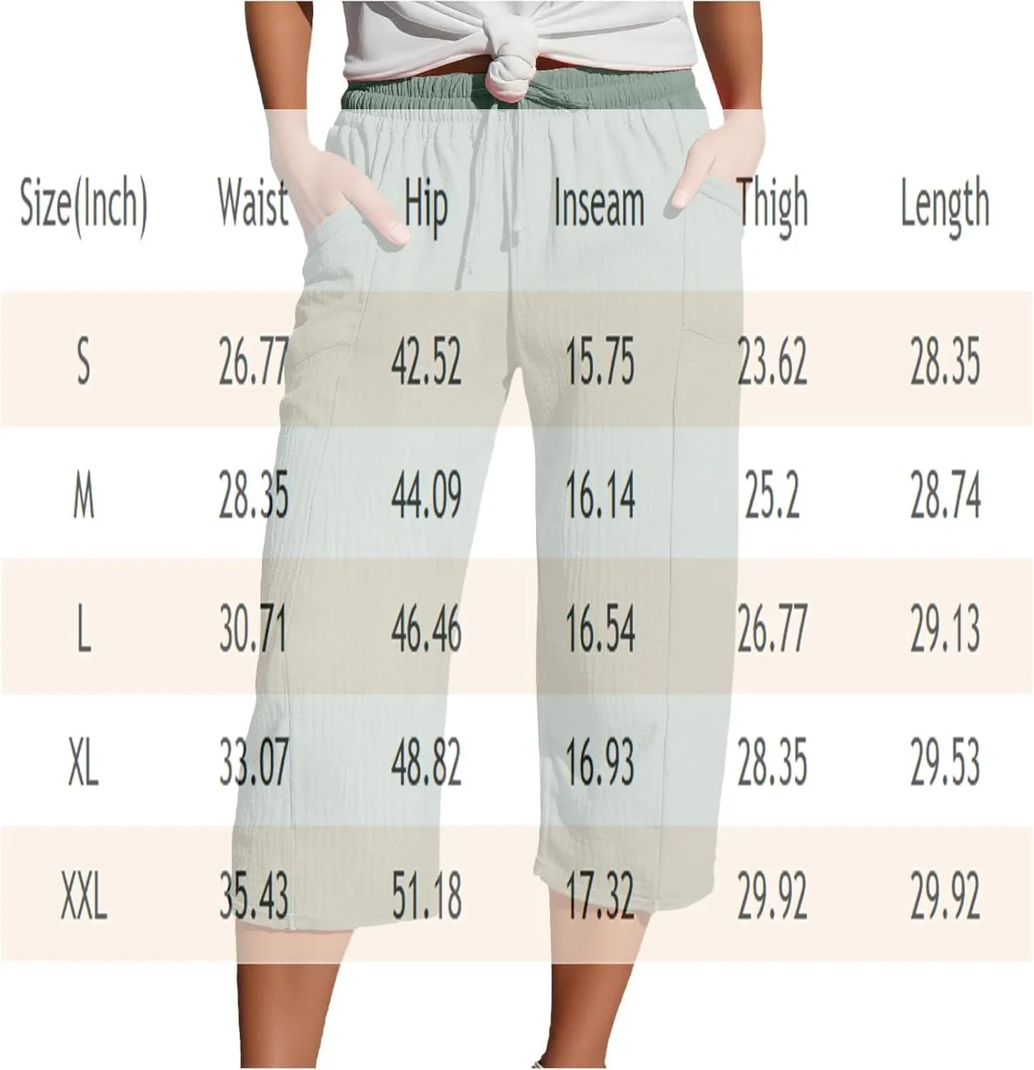 Cotton Linen Pants for Women 2025 Wide Leg Cropped Lounge Trousers Drawstring Elastic Waist Beach Pants Summer Outfits