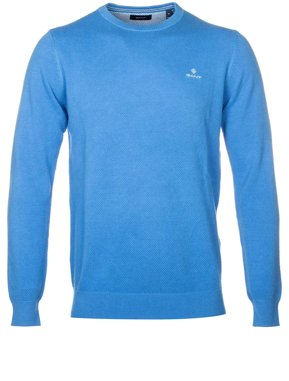 Cotton Piqué Crew Neck Jumper Pacific Blue