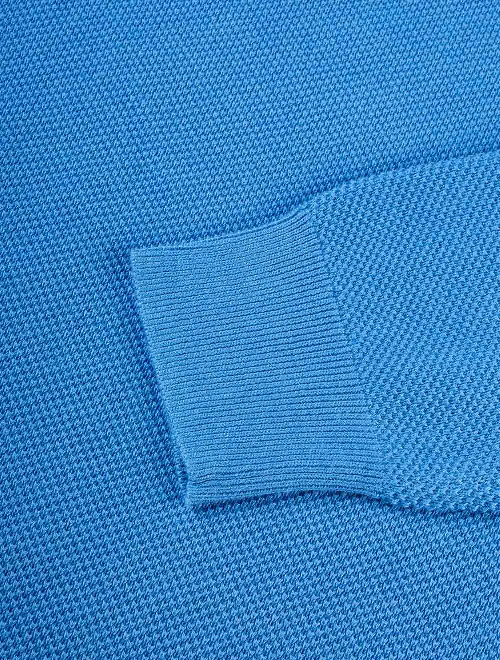 Cotton Piqué Crew Neck Jumper Pacific Blue