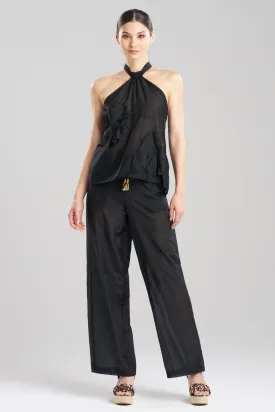 Cotton Silk Voile Applique Sheer Halter Top