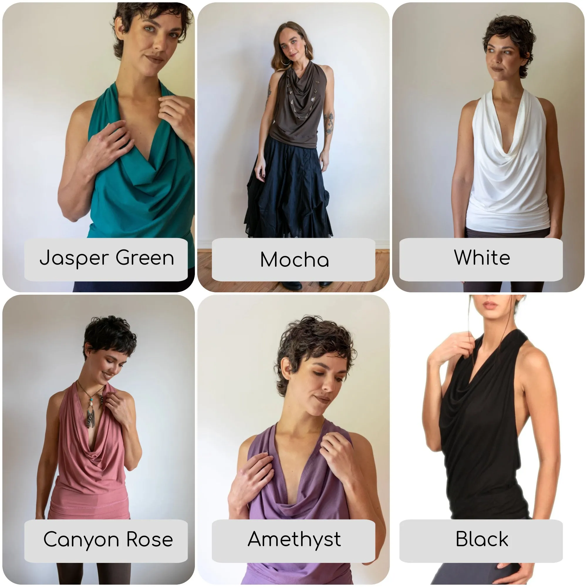 Cowl Neck Backless Halter Top in Amethyst