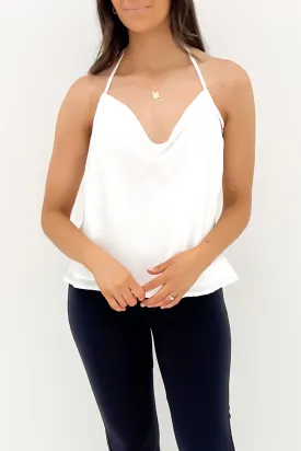 Cressida Cowl Neck Top White