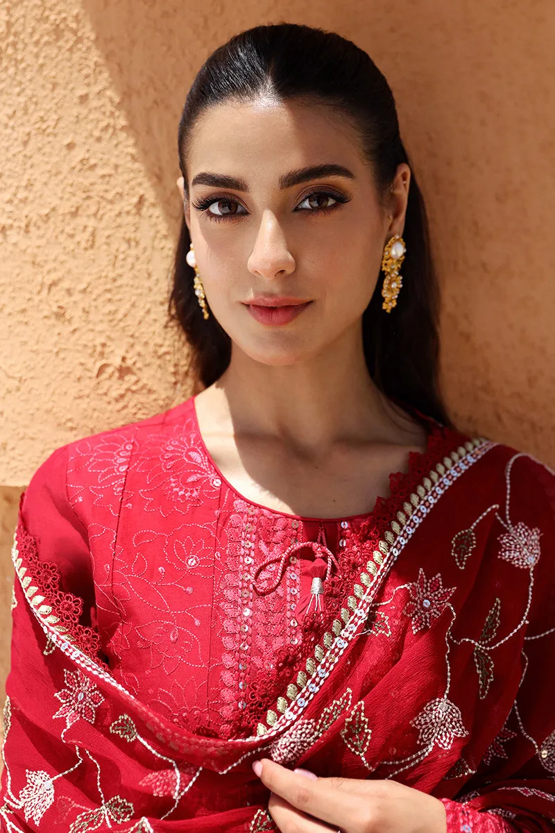 Cross Stitch Eid Lawn Edit – VERMILLION SCARLET-3 PIECE EMBROIDERED LAWN SUIT