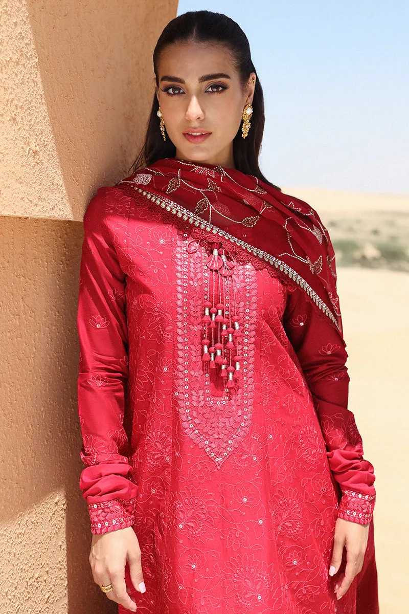 Cross Stitch Eid Lawn Edit – VERMILLION SCARLET-3 PIECE EMBROIDERED LAWN SUIT