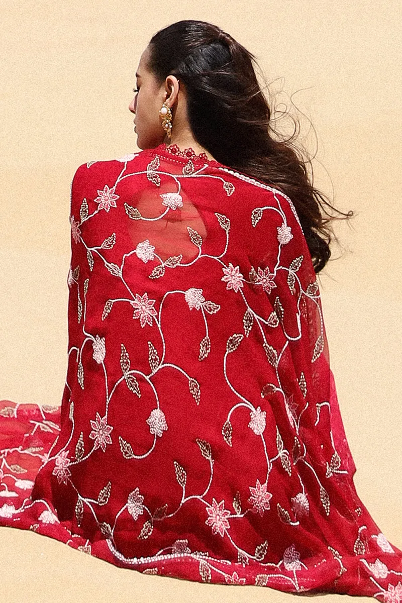 Cross Stitch Eid Lawn Edit – VERMILLION SCARLET-3 PIECE EMBROIDERED LAWN SUIT
