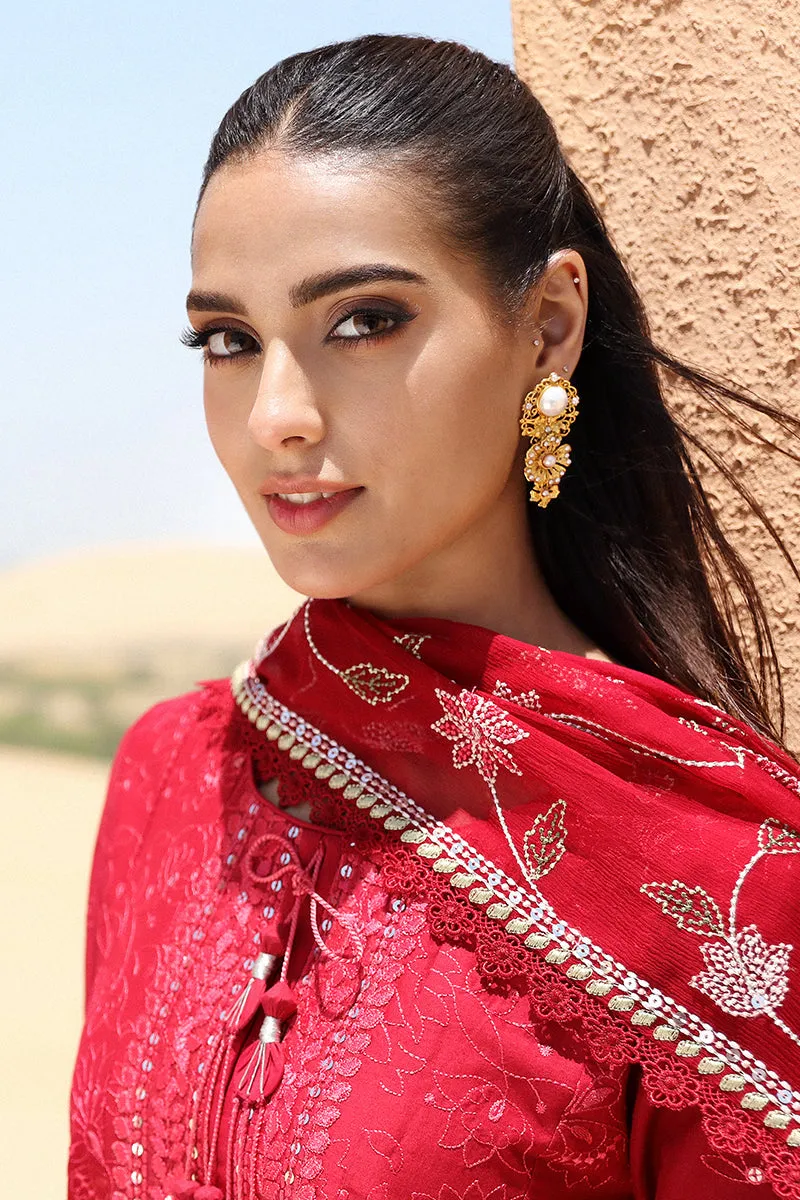 Cross Stitch Eid Lawn Edit – VERMILLION SCARLET-3 PIECE EMBROIDERED LAWN SUIT