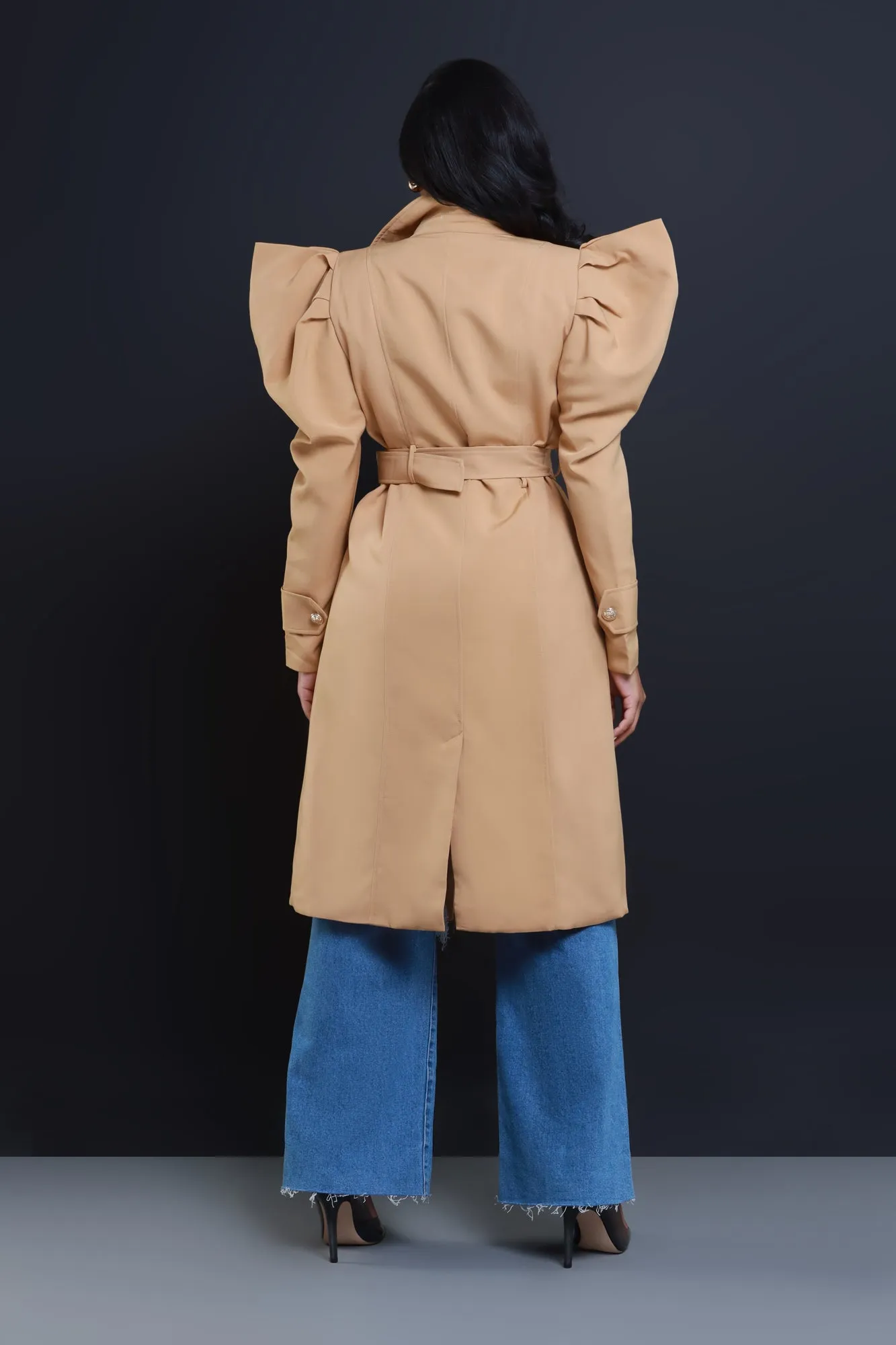 Cry Me A River Dramatic Longline Trenchcoat - Khaki