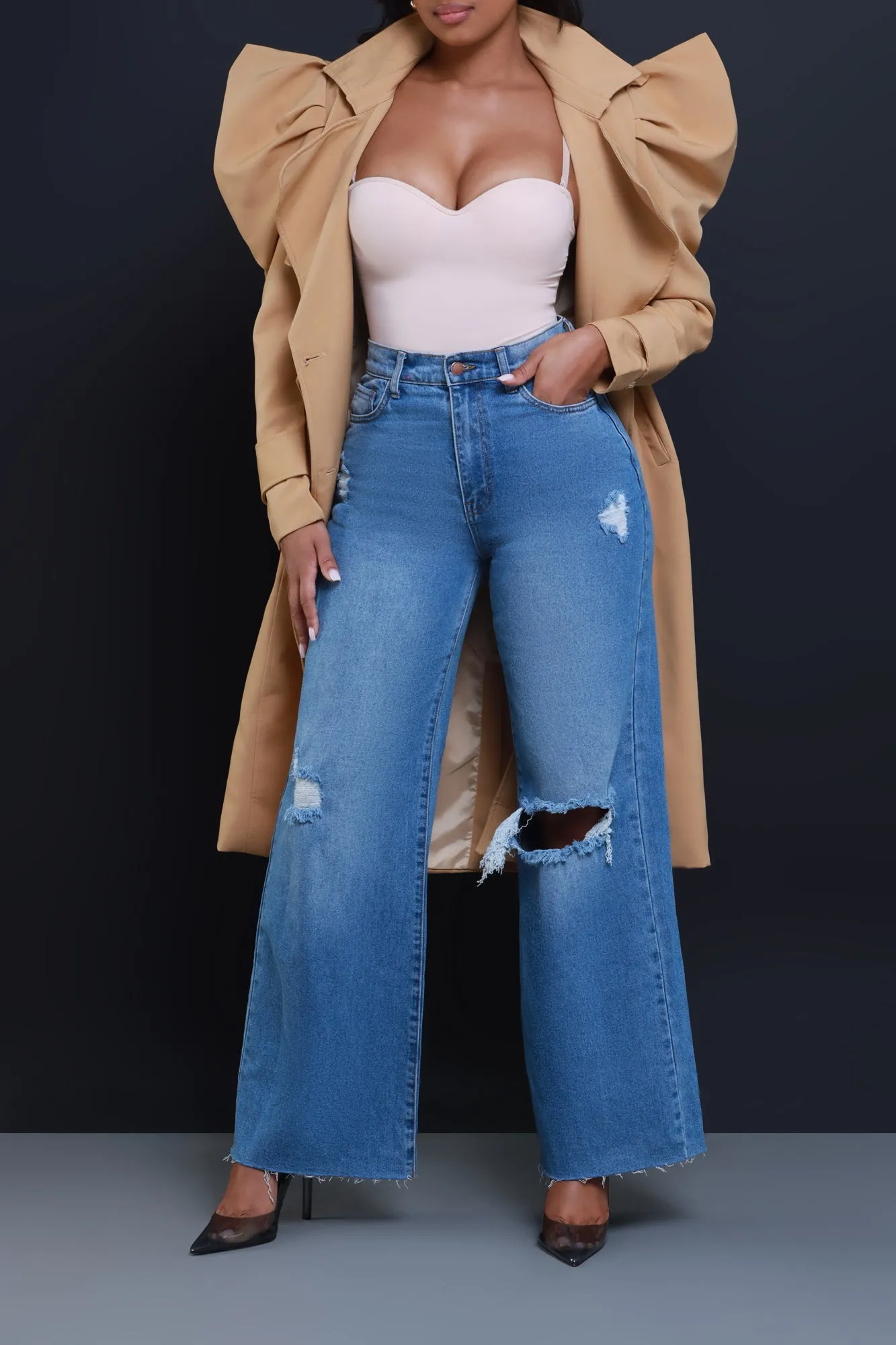 Cry Me A River Dramatic Longline Trenchcoat - Khaki