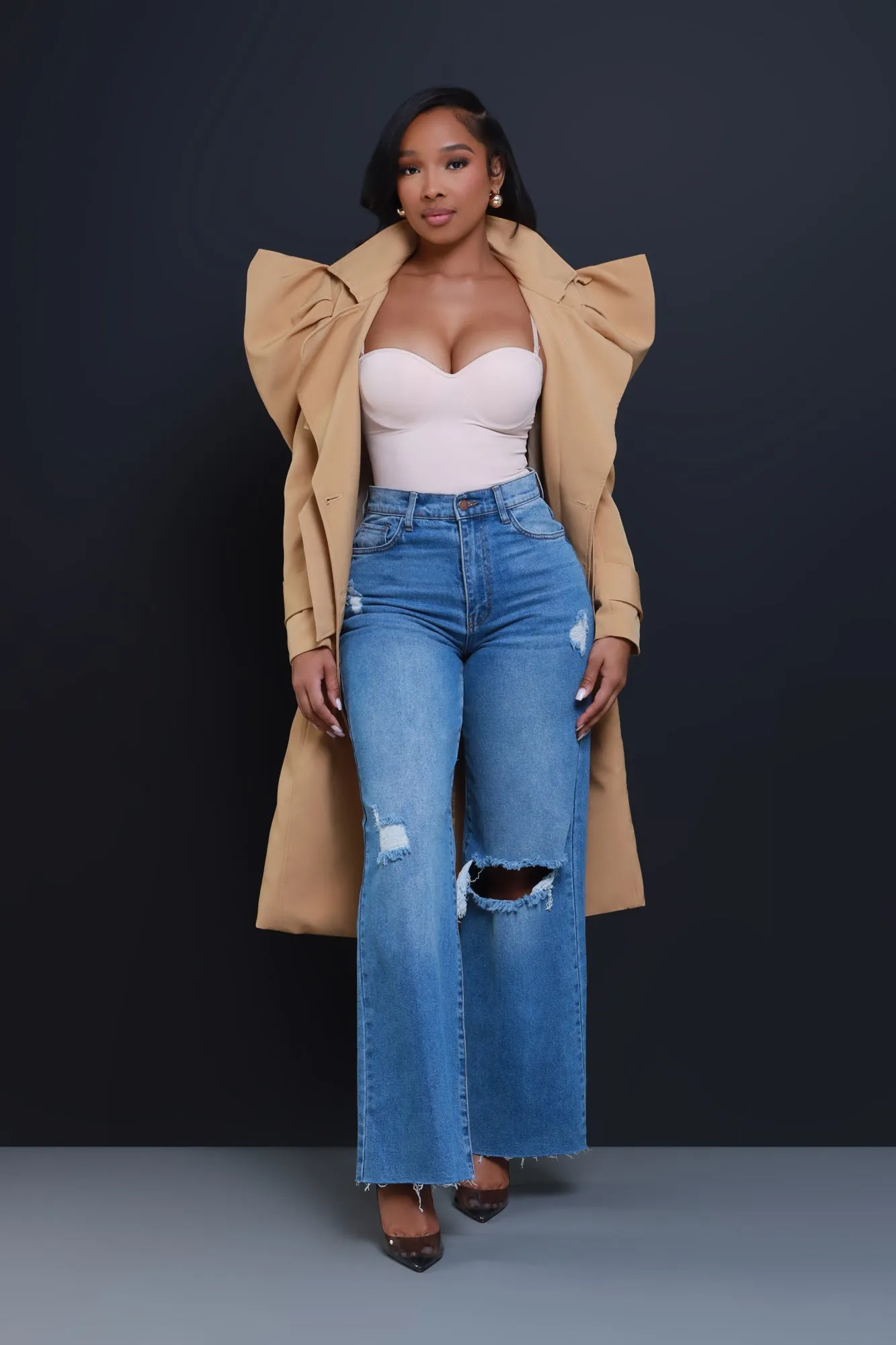 Cry Me A River Dramatic Longline Trenchcoat - Khaki