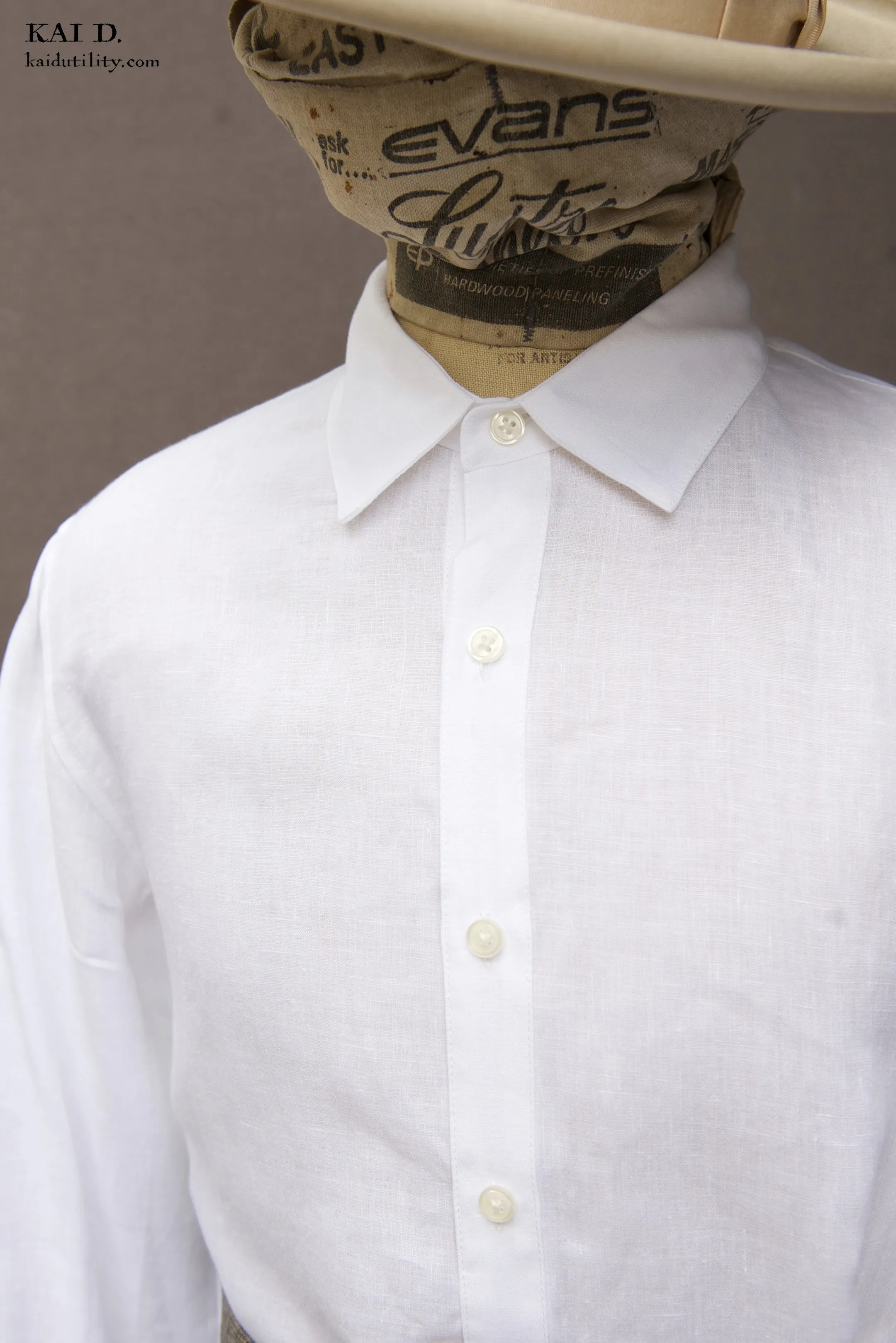 Delancey Shirt - Belgian Linen - Pure White - S, M, L, XL, XXL