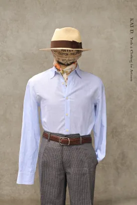 Delancey Shirt - End on End stripe linen - Pale Blue - S, M, L, XL