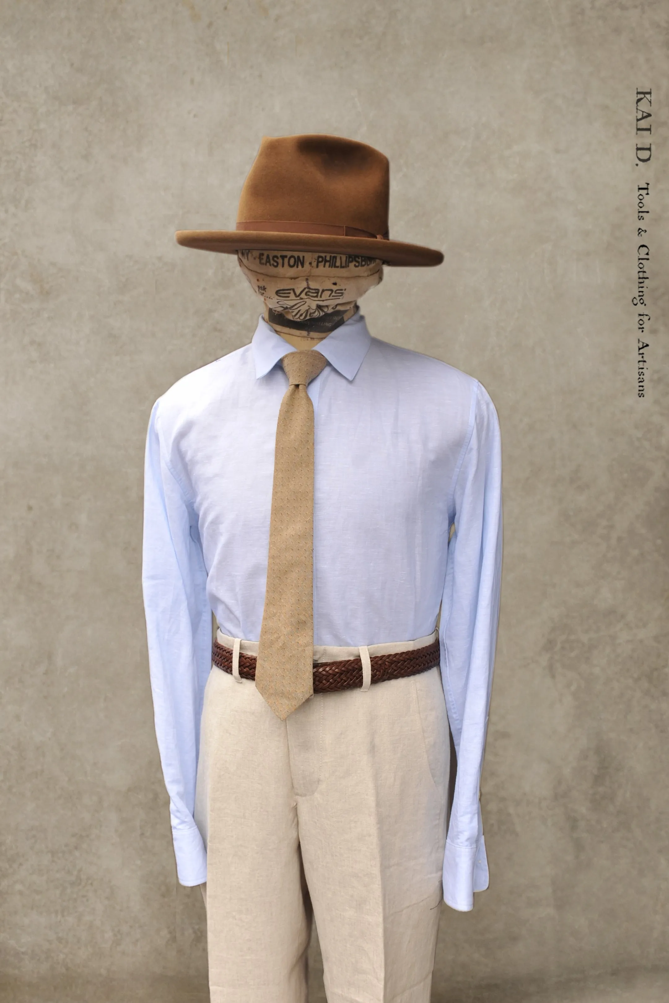 Delancey Shirt - End on End stripe linen - Pale Blue - S, M, L, XL