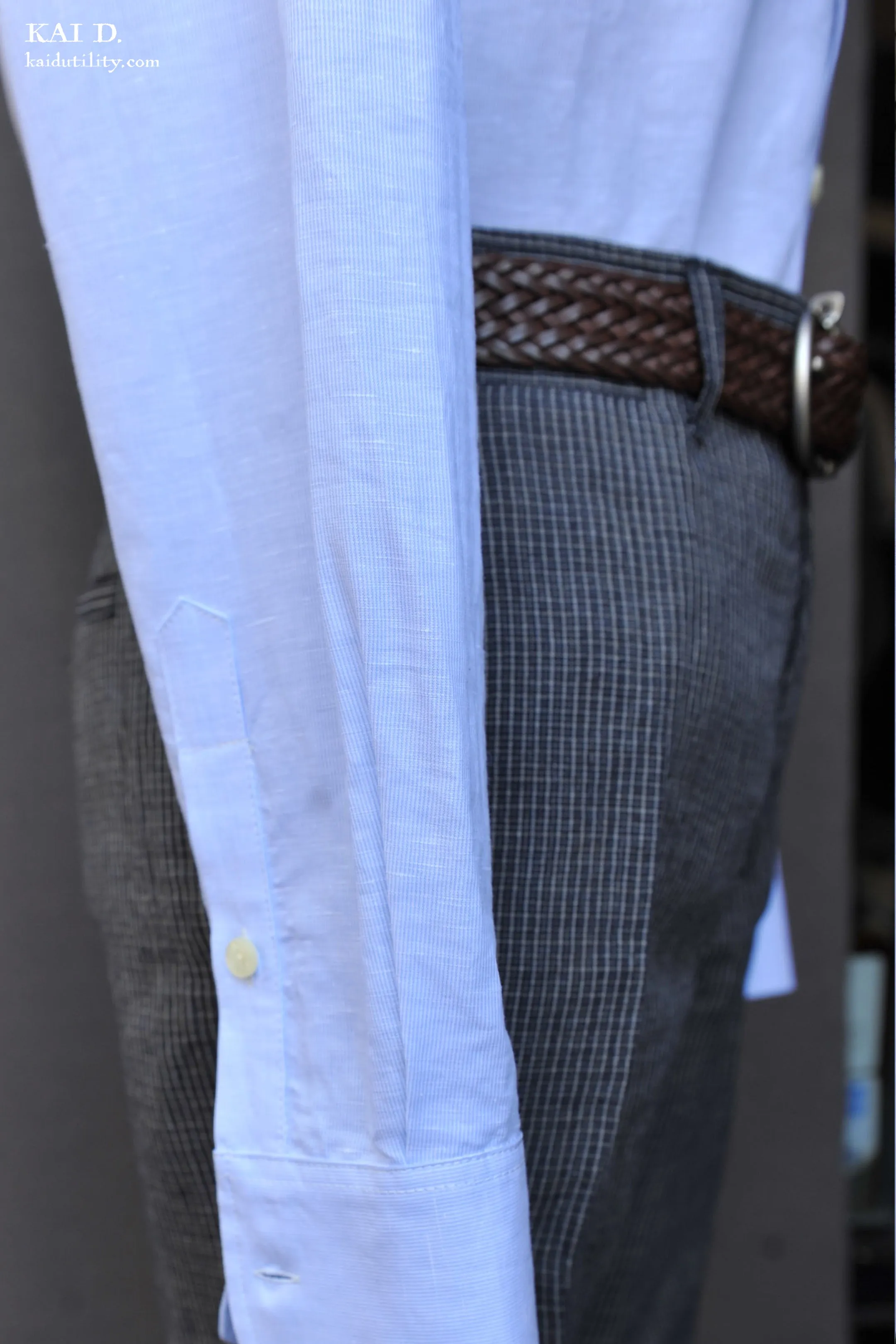 Delancey Shirt - End on End stripe linen - Pale Blue - S, M, L, XL