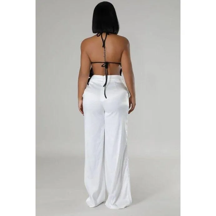 Dot Fringe Halter Neck Top
