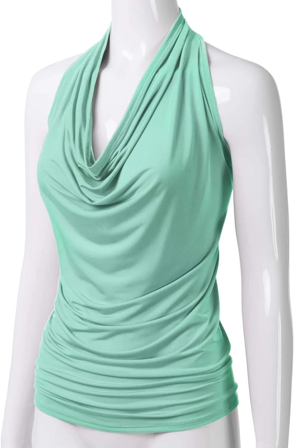 EIMIN Women's Casual Halter Neck Draped Front Sexy Open Back Tank Top (S-3XL)