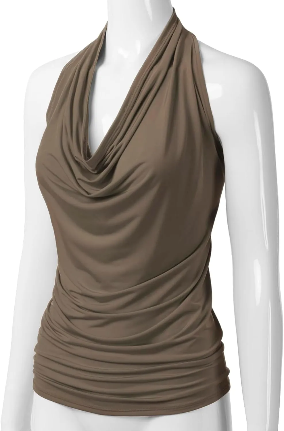 EIMIN Women's Casual Halter Neck Draped Front Sexy Open Back Tank Top (S-3XL)