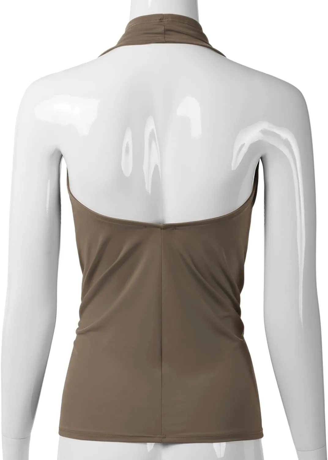 EIMIN Women's Casual Halter Neck Draped Front Sexy Open Back Tank Top (S-3XL)
