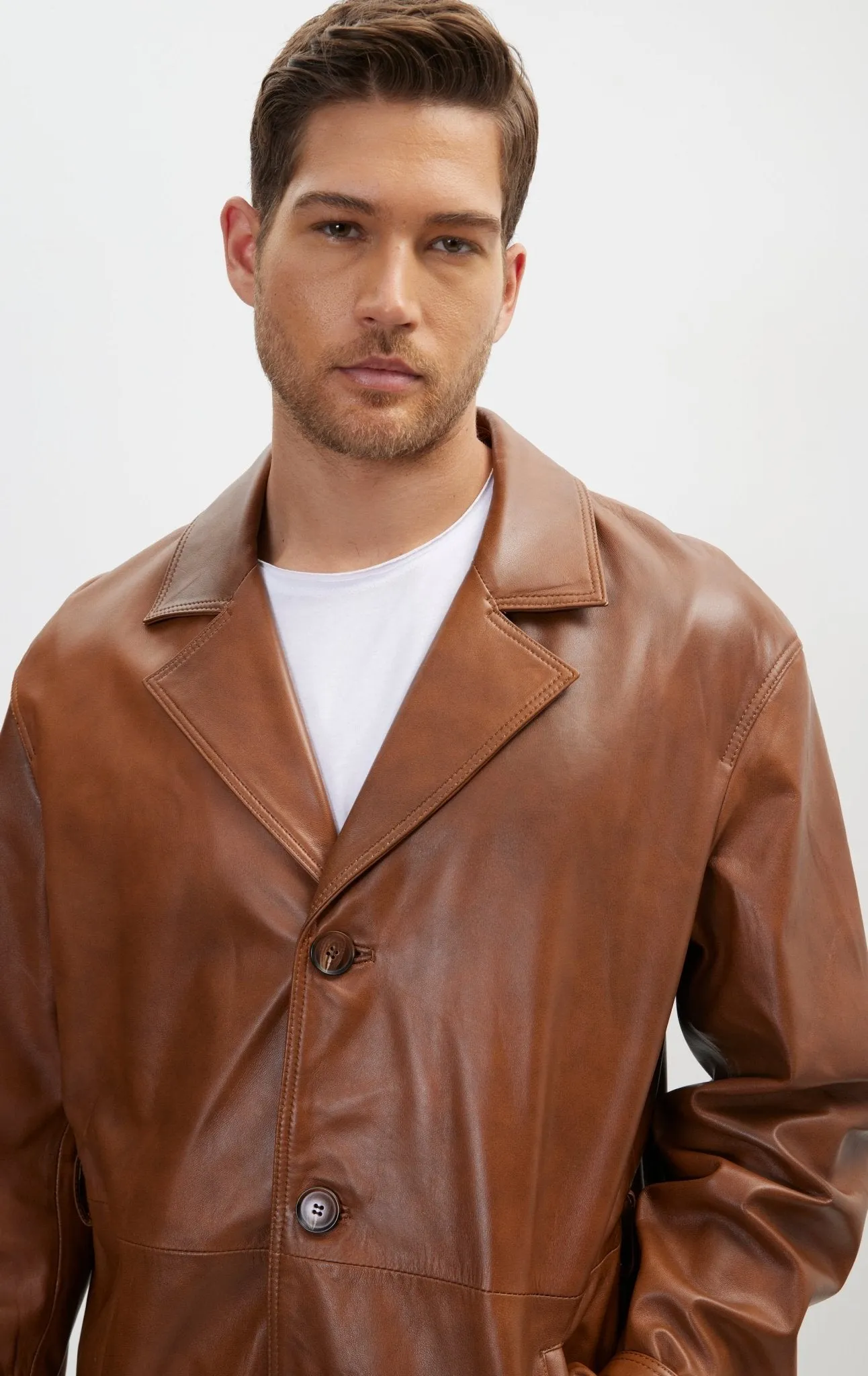 Enforcer'S Belted Leather Trench - Cognac