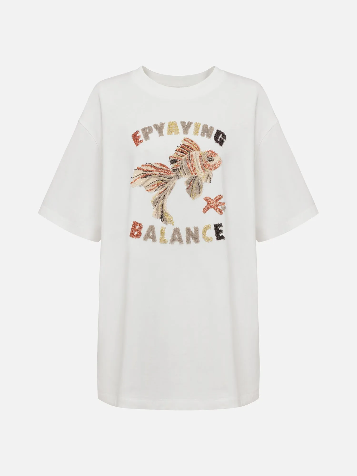 EP YAYING White Loose Short-sleeve T-shirt