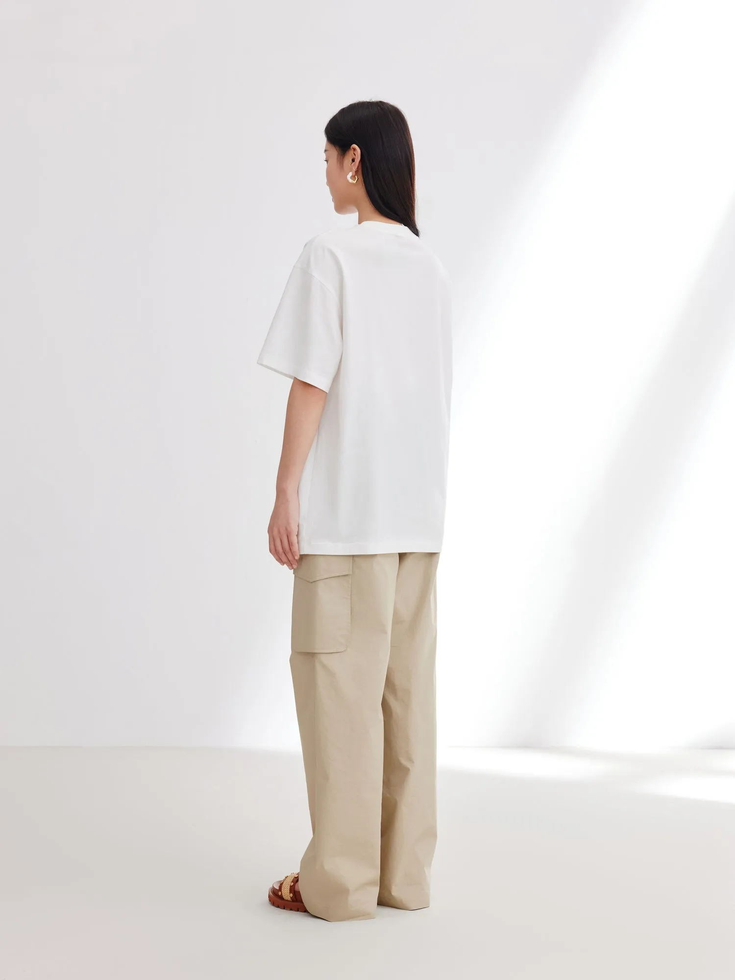 EP YAYING White Loose Short-sleeve T-shirt