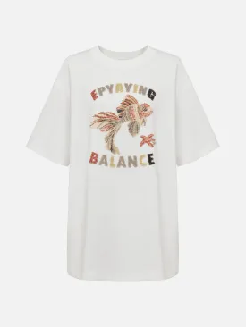 EP YAYING White Loose Short-sleeve T-shirt