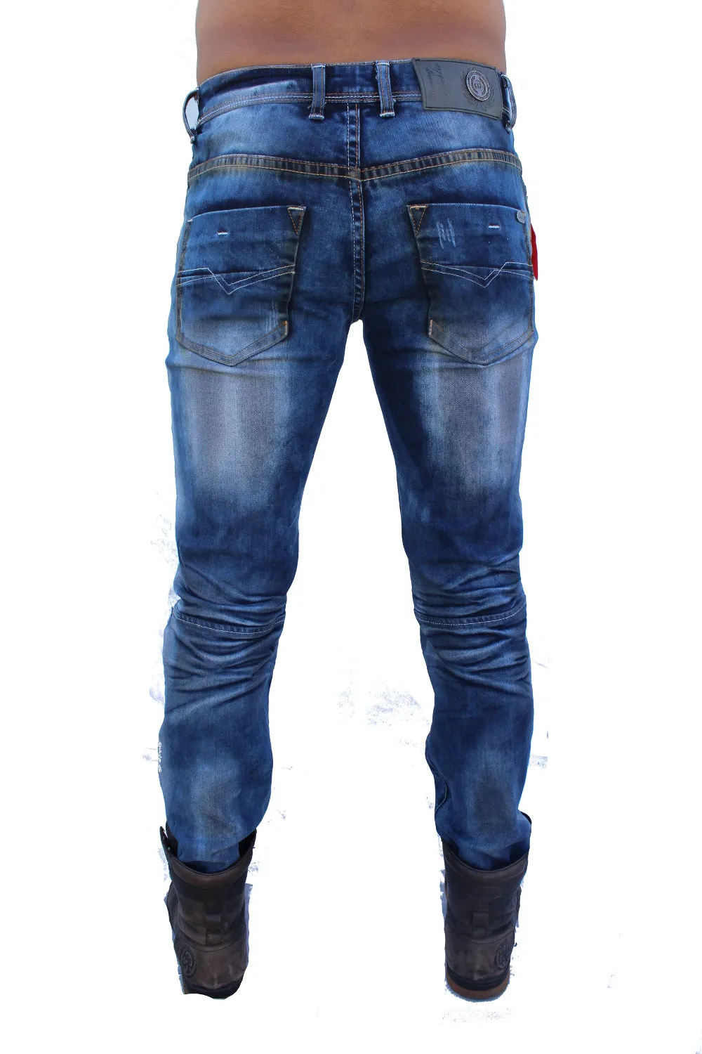 Finn Light Blue Washed Moto Front Details Jeans