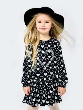 GBY Knit Heart Sweater with Pearls and Matching Skirt